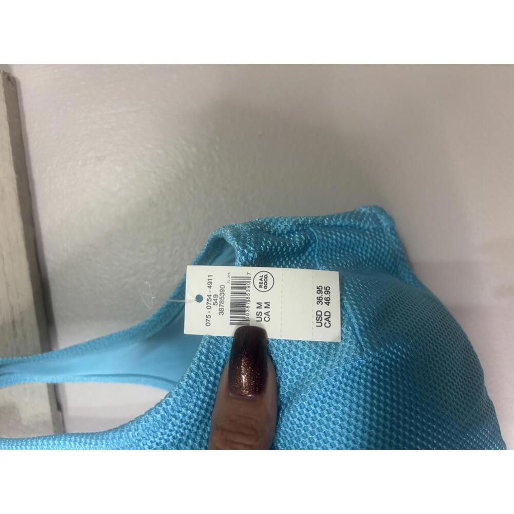 Aerie One-Shoulder Swim Top - Aqua Blue - Size Med - Picture 3 of 5